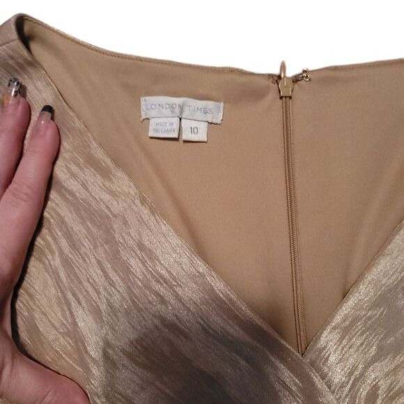 London Times Cocktail Shimmer Dress - Gold - Picture 9 of 9